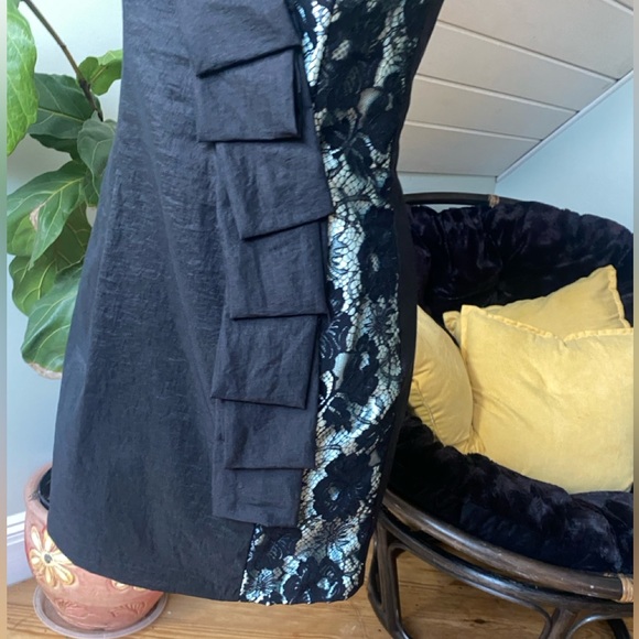 Jessica McClintock Formal Gown One Shoulder Lace Size 6 Bodycon - Picture 6 of 16